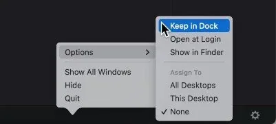 keep DaVinci Resolve in Dock