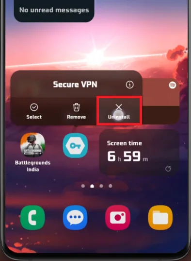 uninstall apps from home screen