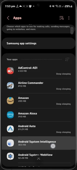 android apps settings