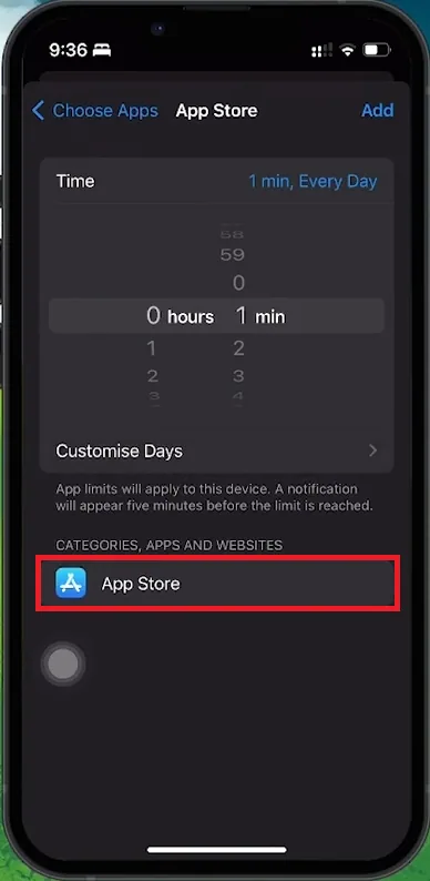app store screen time limit