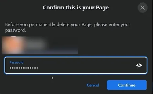 enter facebook password