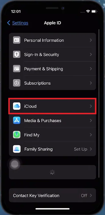 tap on icloud