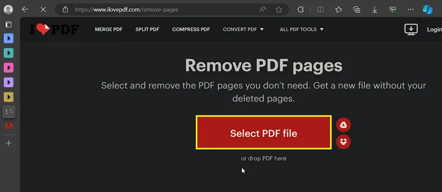 remove pdf pages tool