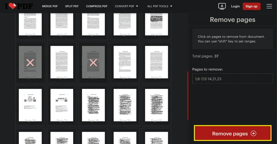 remove pages