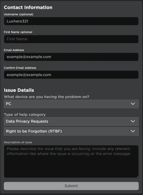 contact roblox via pc