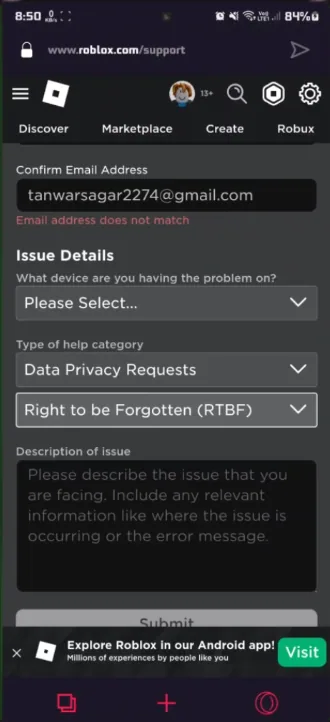 request account deletion mobile