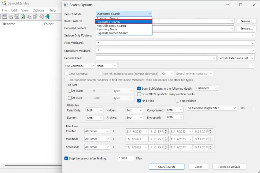 search duplicate files