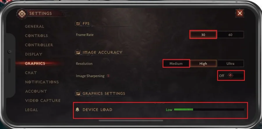 Diablo Immortal In-Game Settings > Graphics
