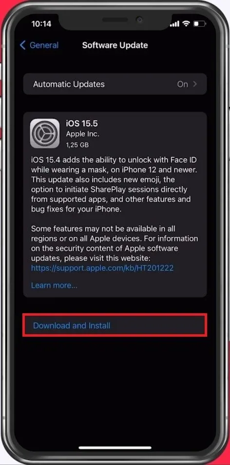 iPhone Settings > General > Software Update