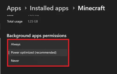 change background apps permissions