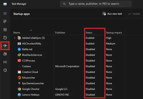 disable launch on startup in task manager