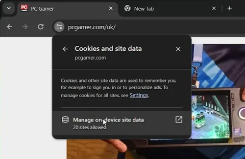 manage cookies in chrome