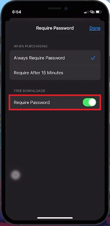 password settings