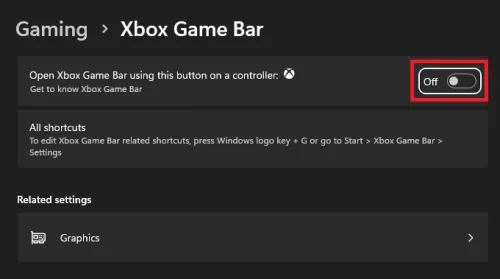 disable game bar via settings