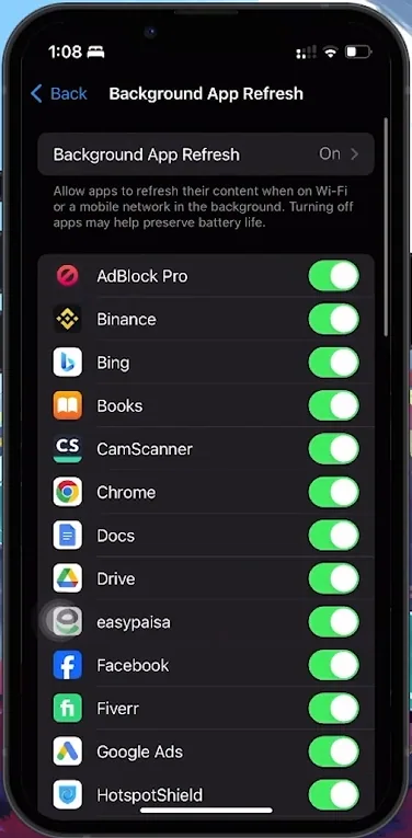 restrict background data