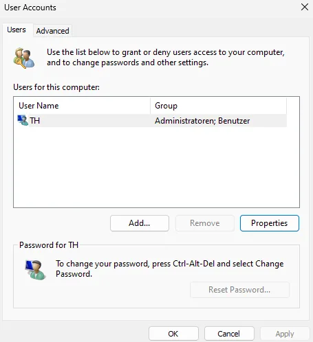 user accounts