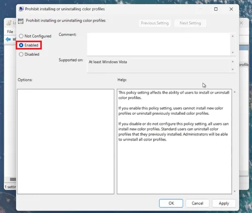set to enabled