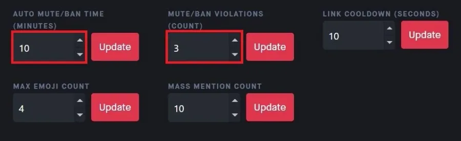 After going through these options, you can change the auto mute or ban time in mi…