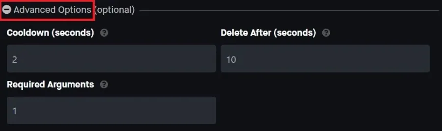 Command Advanced Options