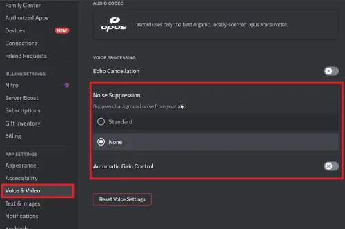 Discord User Settings > Voice & Video