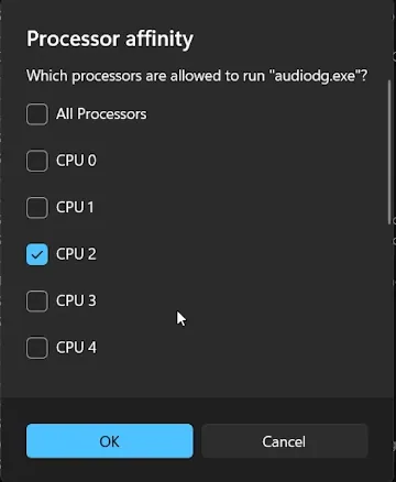 change processor affinity