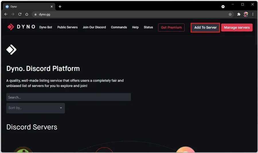 Dyno Bot Website > Add to Server
