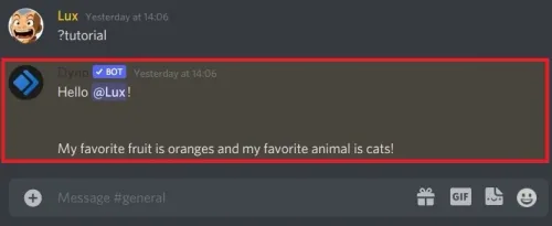 Use the custom command in your Discord server