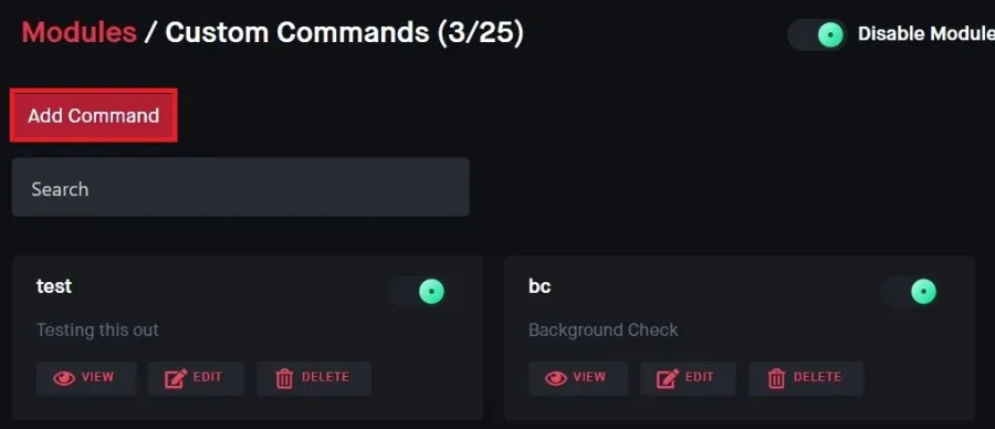 Dyno Modules > Custom Commands > Add Command