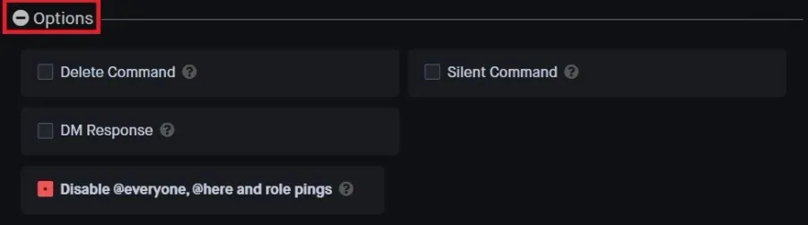 Custom Command Options
