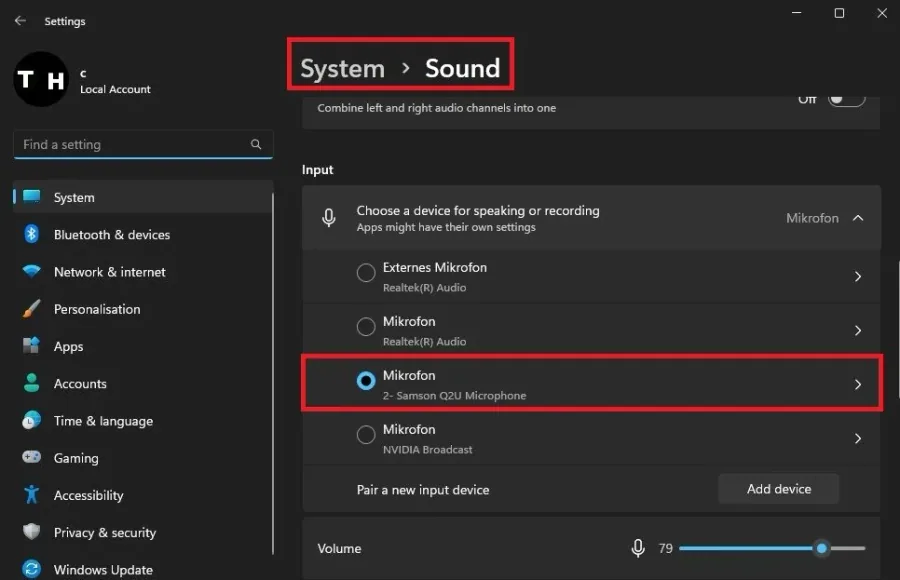 Windows Settings > System > Sound