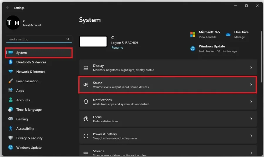 System Settings > Sound