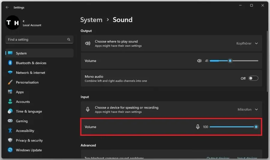 Adjust the audio input volume