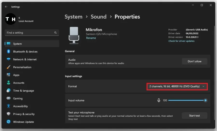 Change the input device format