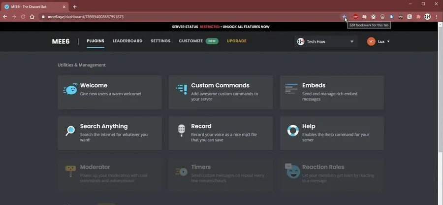 mee6 discord bot dashboard