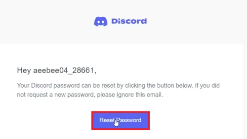 Follow the password reset link from Discord