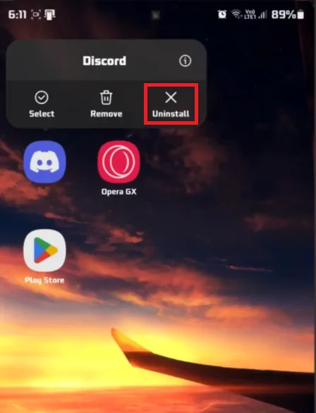 uninstall discord app