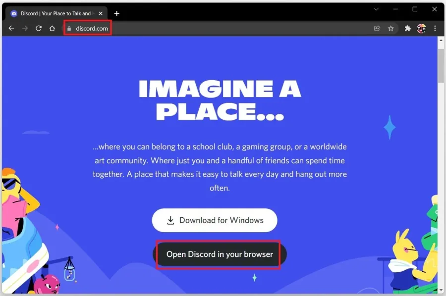 Discord.com > Open Discord in your browser