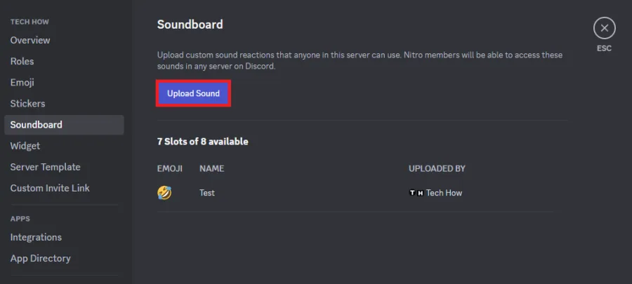 upload a sound to the Discord Soundboard