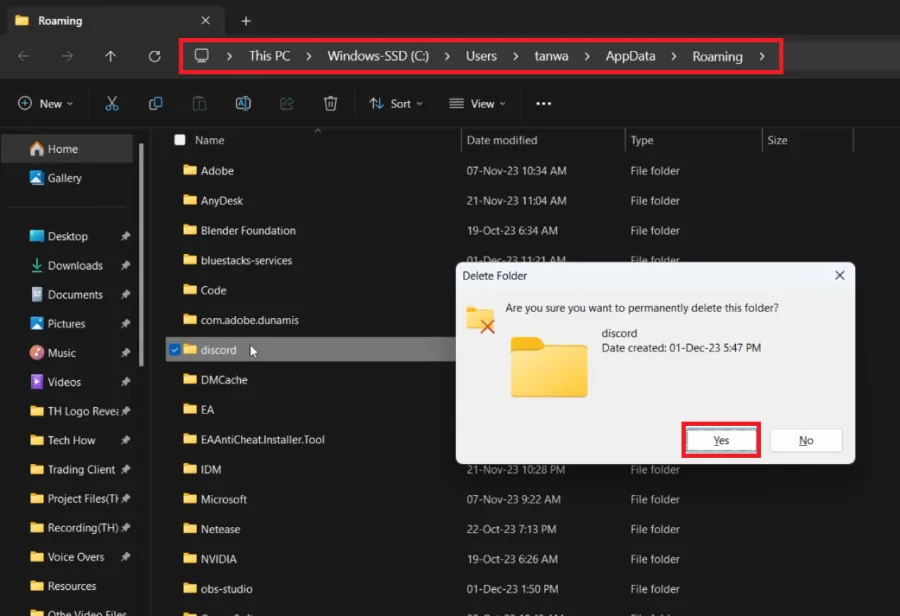 delete discord folder
