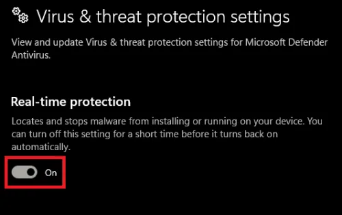 disable realtime protection