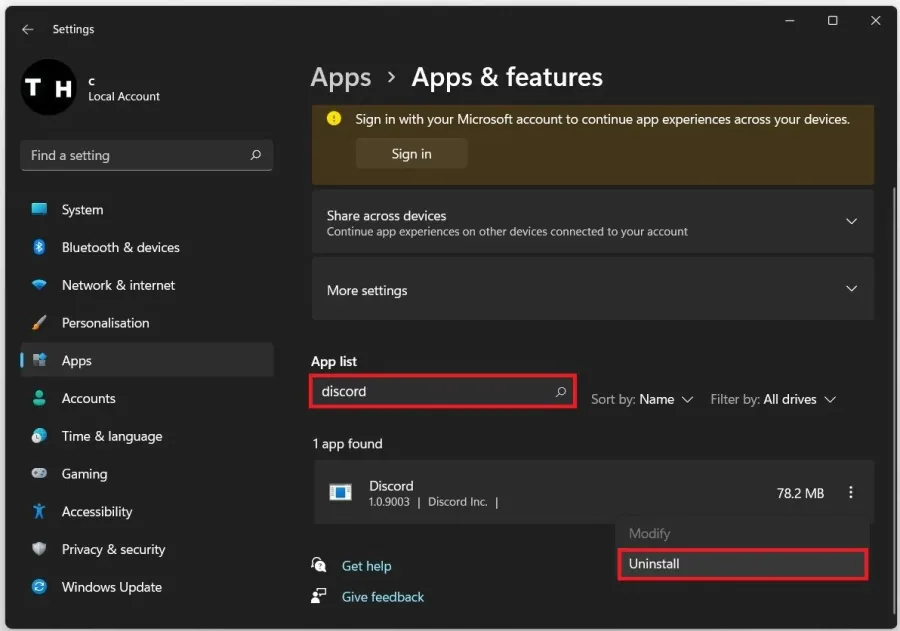 Uninstall the Discord app on your system