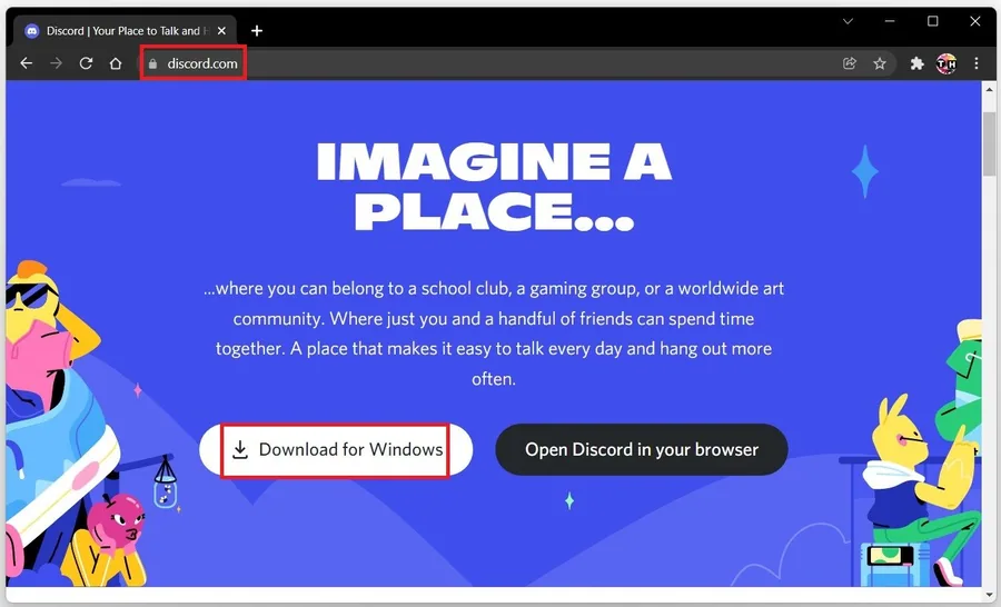 Download the Discord installer for Windows