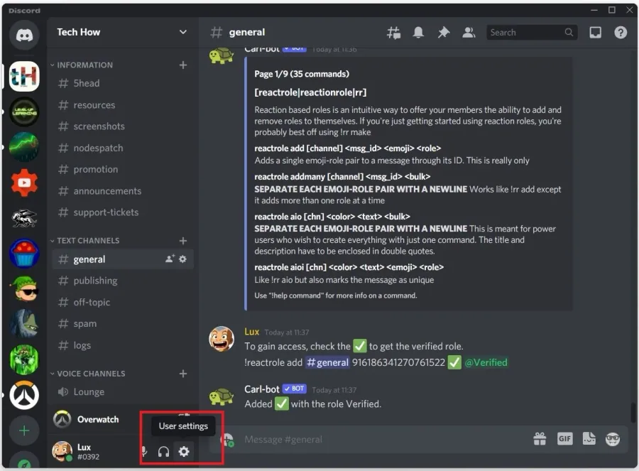 Discord > User Settings