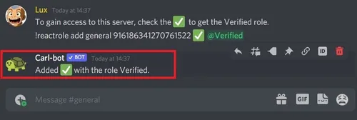Use the verification command on a user on your Discord server
