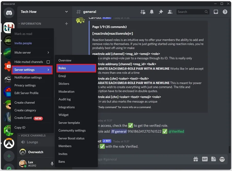 Discord Server Settings > Roles