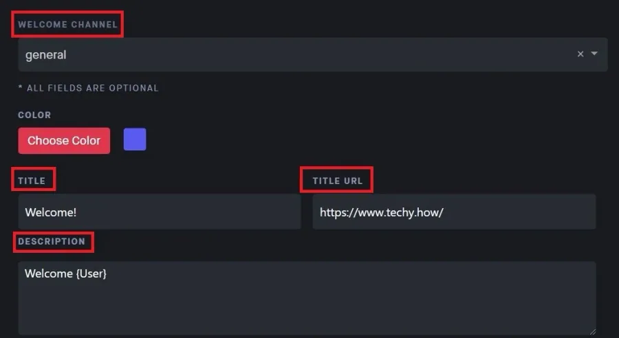 Edit the Welcome Message options