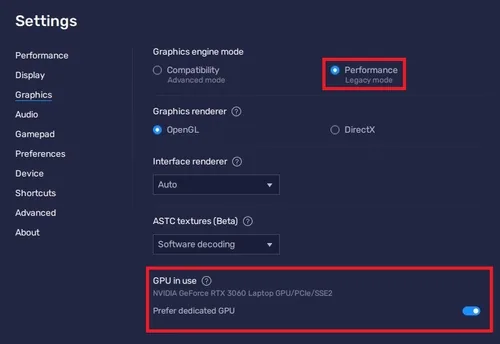 BlueStacks Graphics Settings