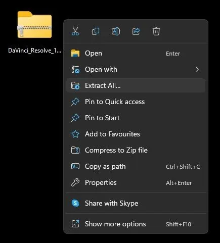 Unzip DaVinci Resolve Installer