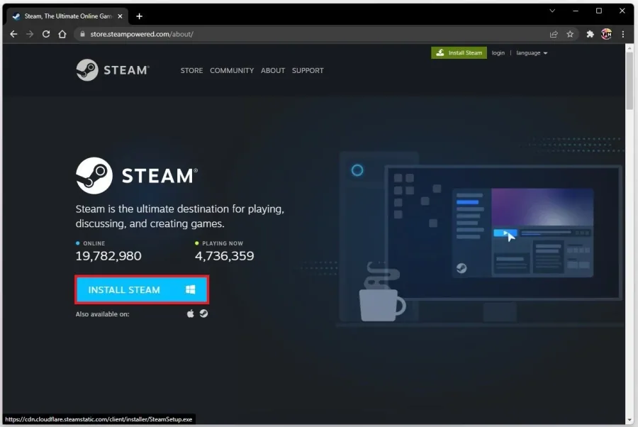 Download the Steam installer