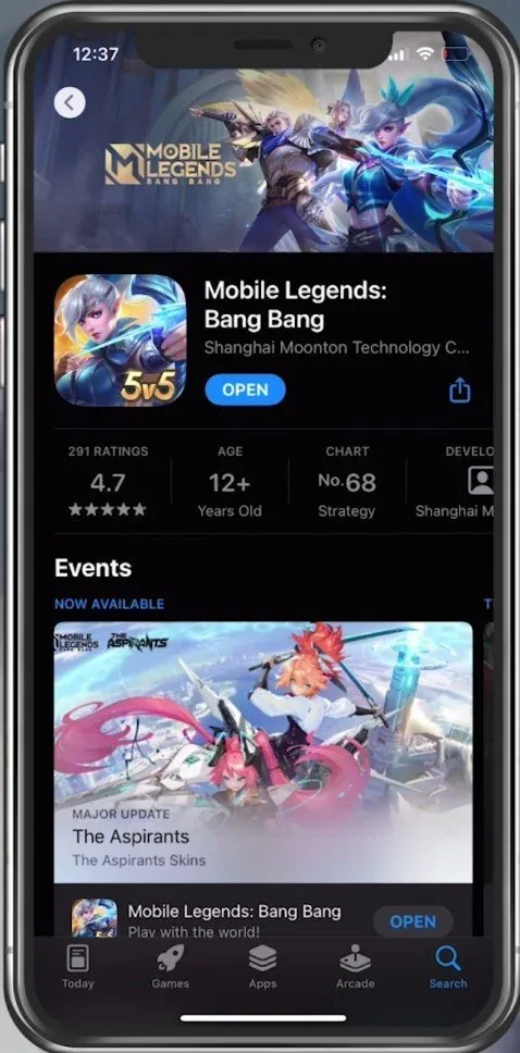 App Store > Mobile Legends Bang Bang
